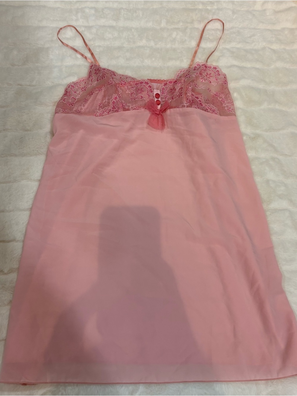 Vintage Pink Lace Trim Slip Chemise